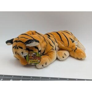 Anico Jungle Animals Tiger Plush Orange Black Striped Lying Down Stuffed Toy